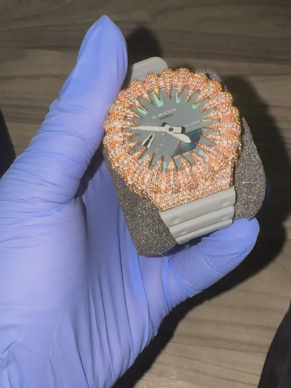 G-Shock Gray Watch with Rose Gold Crystal Bezel